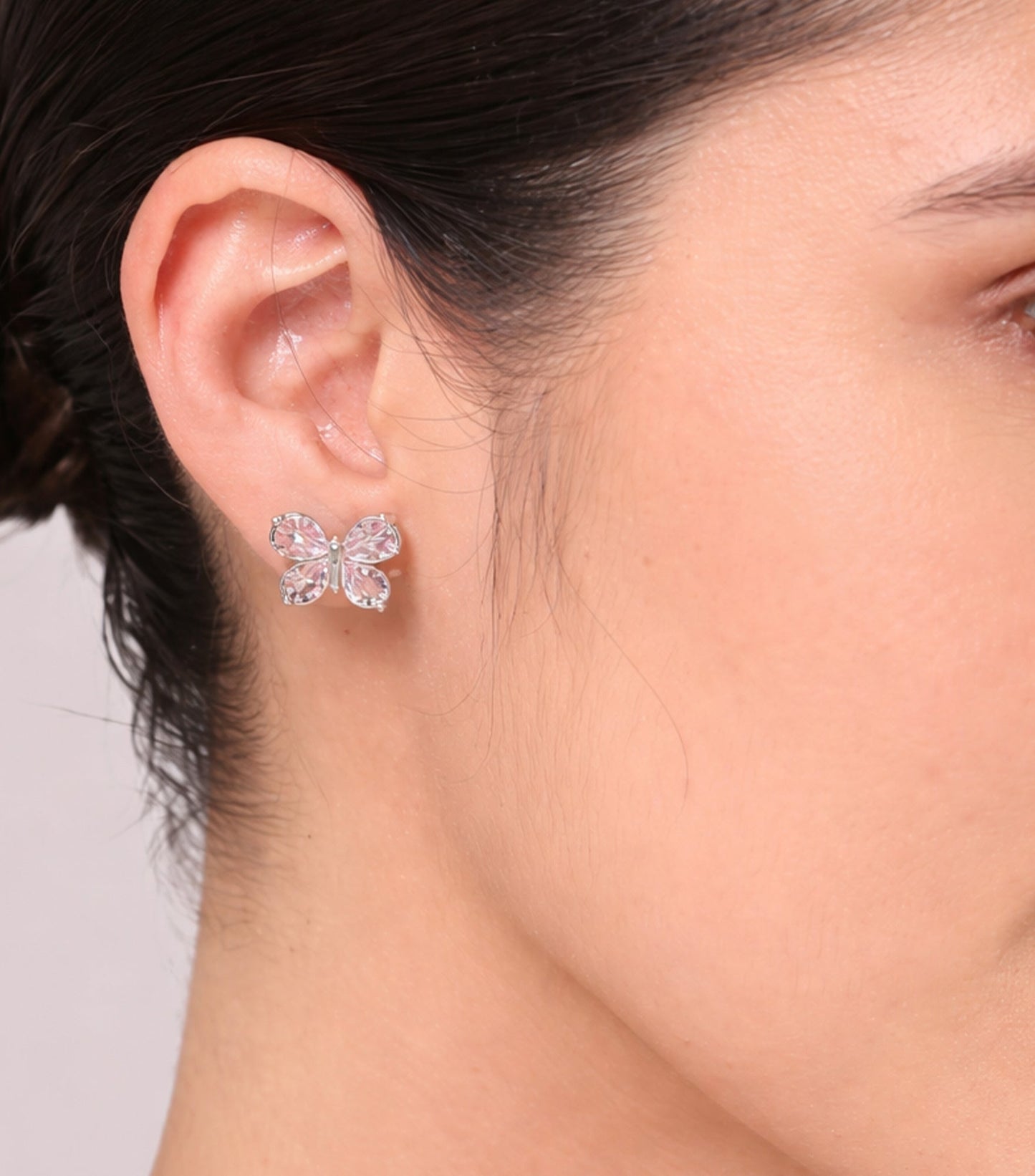 Women Rhinestone Butterfly Design Stud Earrings