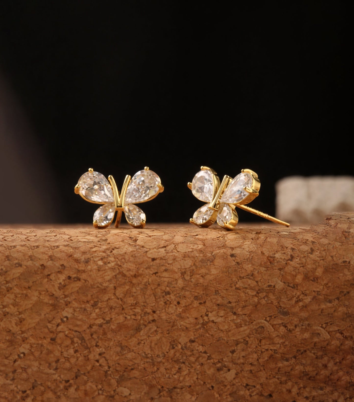 Elyva Rose Gold Butterfly Stud Earrings