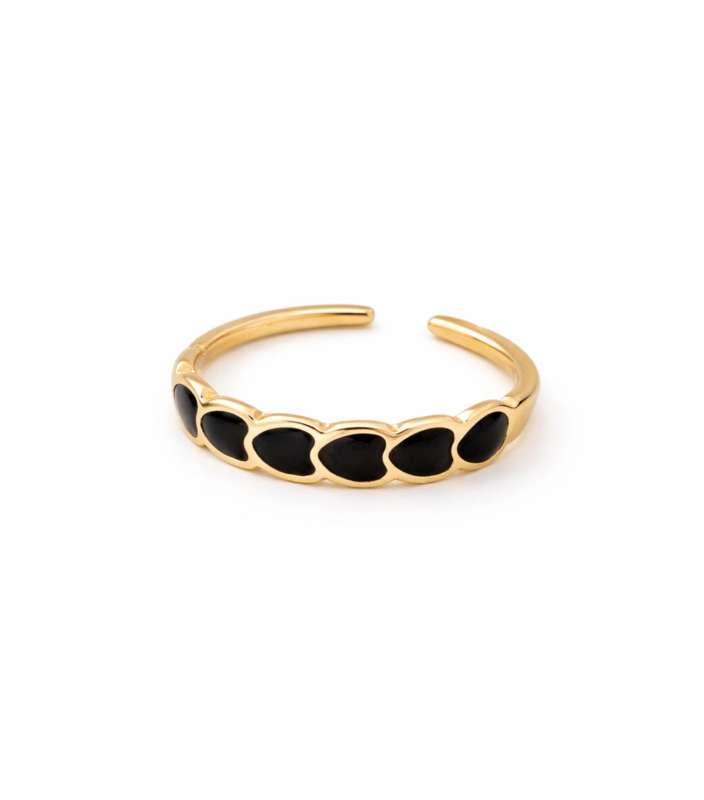 Black Heart Gold Band Ring for Women | Elyva Jewelry