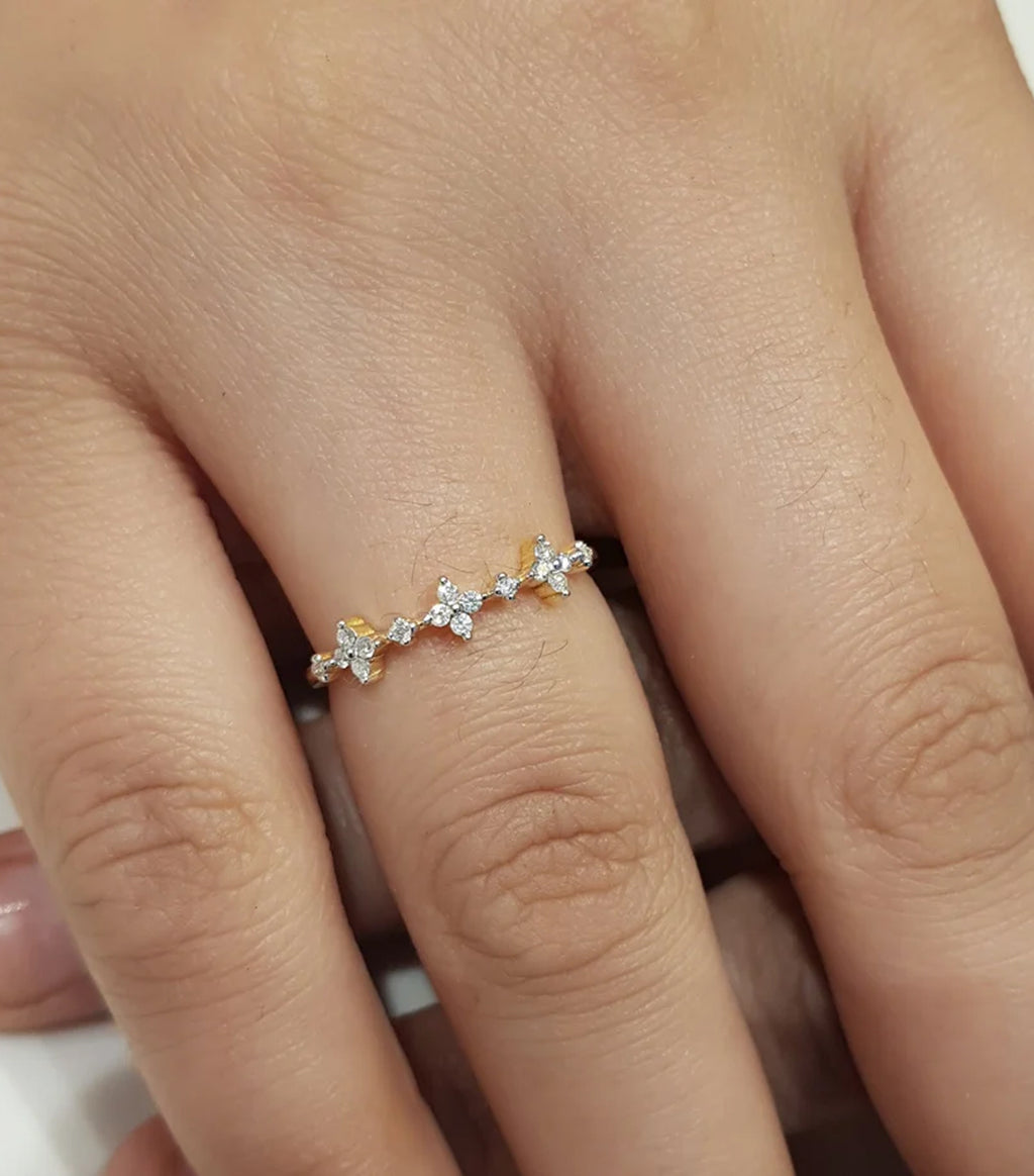 Crystal Floral Gold Ring for Women | Elyva Jewelry