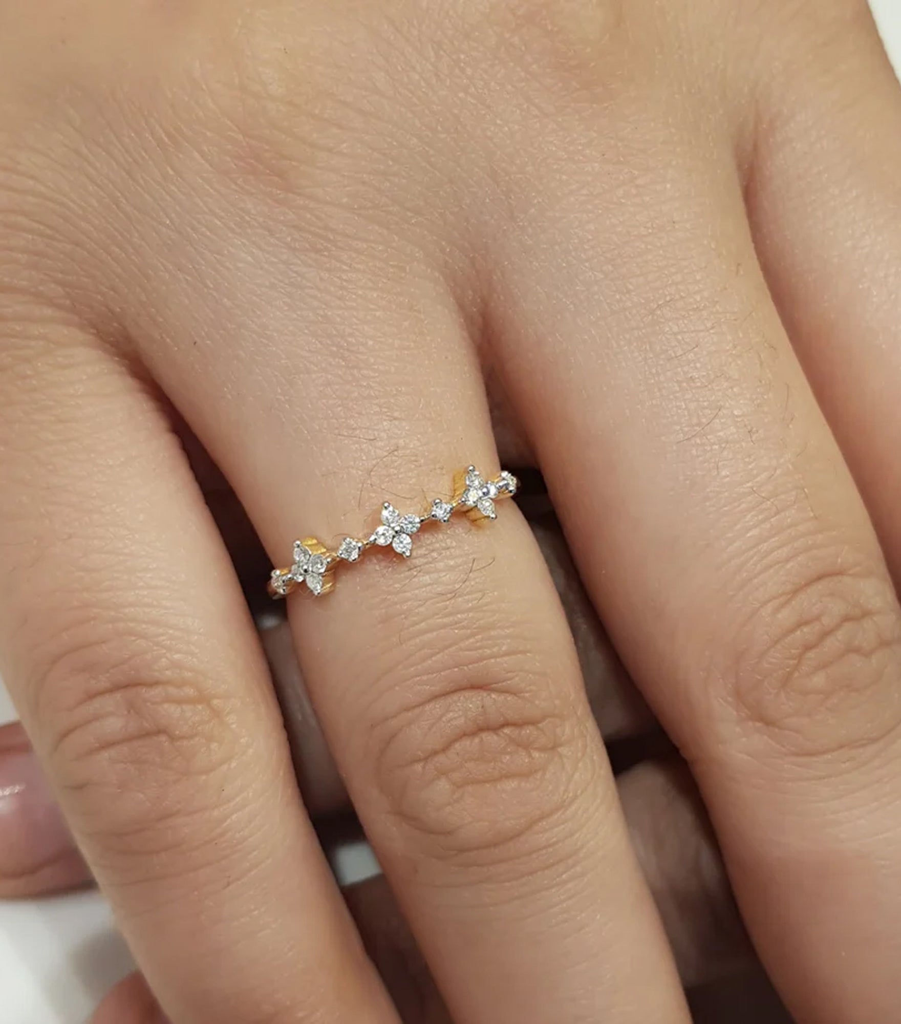 Crystal Floral Gold Ring for Women | Elyva Jewelry