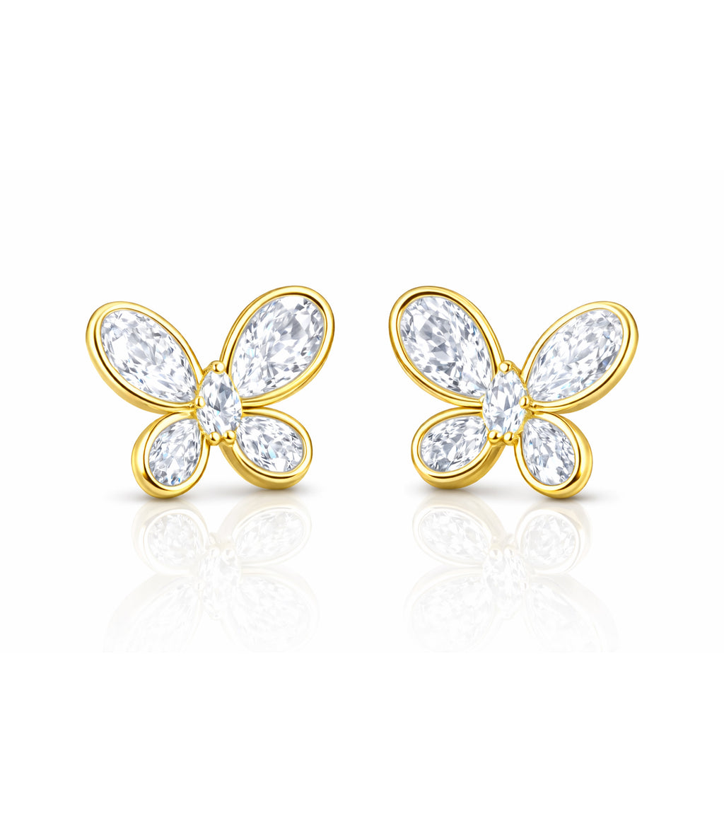 Women Rhinestone Butterfly Design Stud Earrings