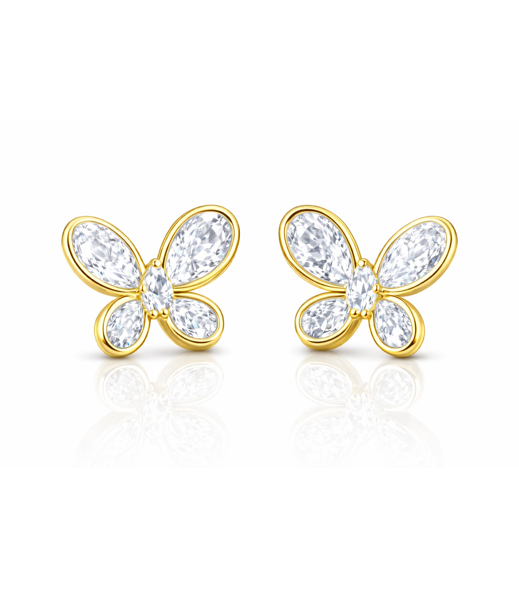 Women Rhinestone Butterfly Design Stud Earrings