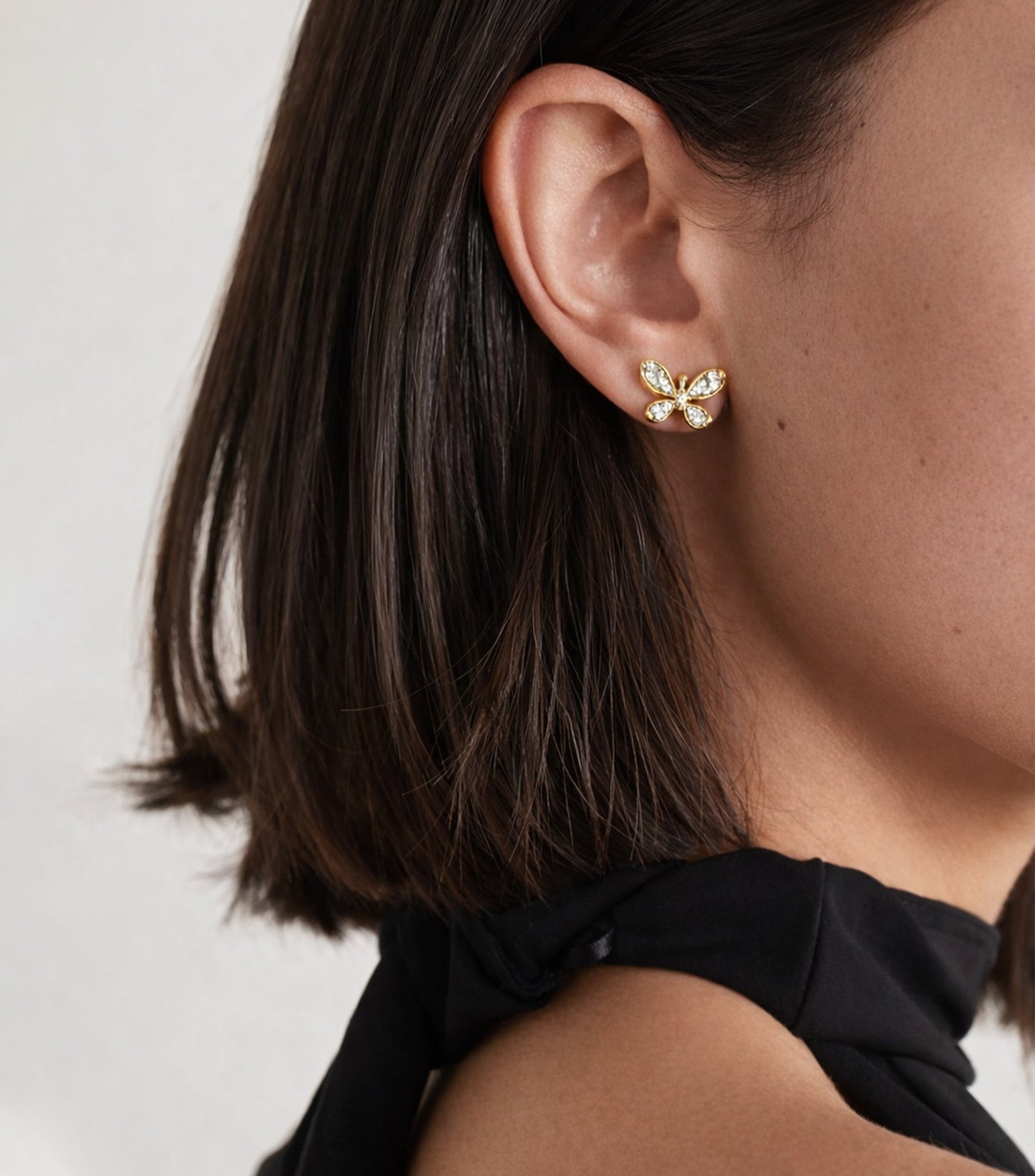 Elyva Rose Gold Butterfly Stud Earrings