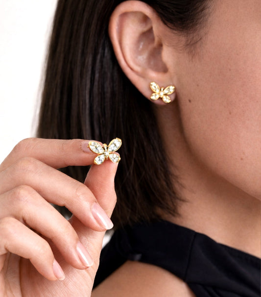 Elyva Rose Gold Butterfly Stud Earrings