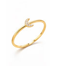 Gold ring with a crescent moon design on a white background

