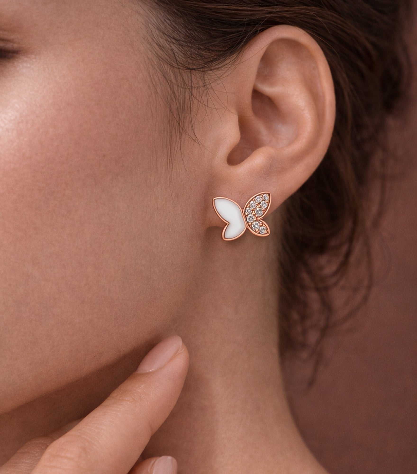 Rosé Flutter Butterfly Stud Earrings